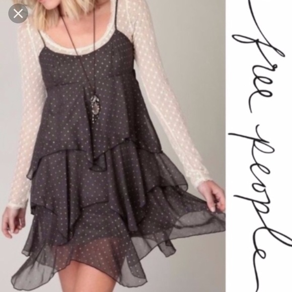 Free People Dresses & Skirts - Free People Handkerchief Hem Ruffled Sheer Dress